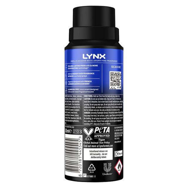 Lynx Blue Lavender 72h Fine Fragrance Deodorant Body Spray for Men 150ml - gallery image 5