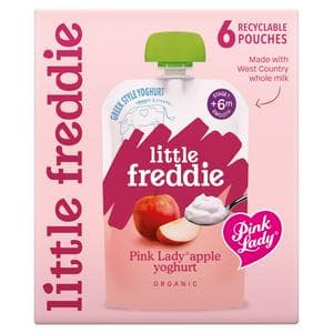 Little Freddie Organic Pink Lady Greek Style Yoghurt Baby Food Pouch Multipack 6+ Months 6 x 100g