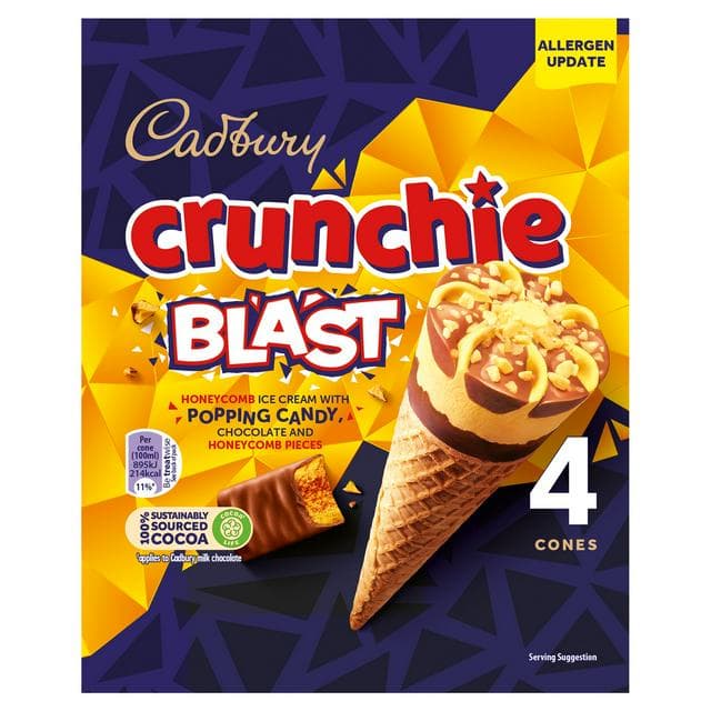 Cadbury Crunchie Blast Ice Cream Cone 4x100ml - gallery image 1