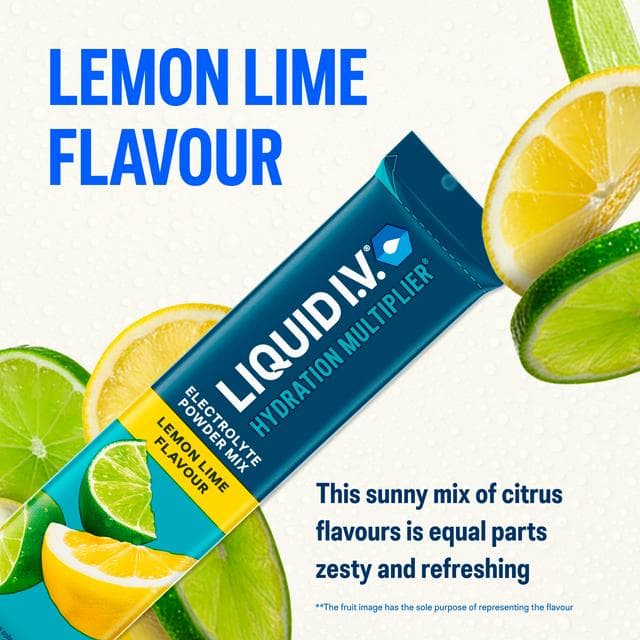 Liquid IV Hydration Multiplier 3 x Sachets Lemon Lime Electrolyte Powder Mix Food Supplement - gallery image 3