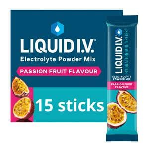 Liquid IV Hydration Multiplier 15 x Sachets Passion Fruit Electrolyte Powder Mix Food Supplement