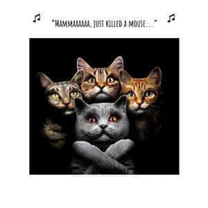 Emotional Rescue Birthday Humour 4 Cats Singing Mammaaaaaa Photography Design Open Greeting Card