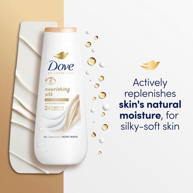 Dove Advanced Care Nourishing Silk Body Wash Shower Gel 400ml - gallery image 2