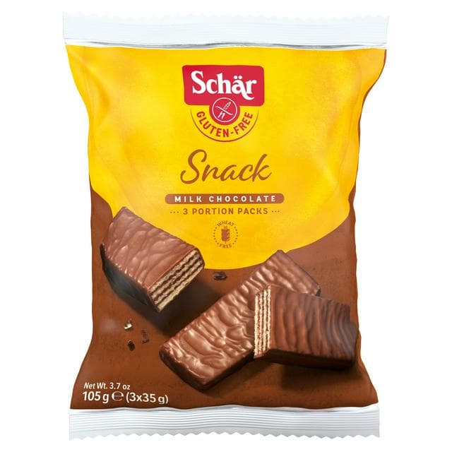 Schär Gluten Free Snack Bar Milk Chocolate 3x35g - gallery image 1