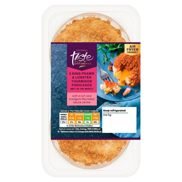 Sainsbury's King Prawn & Lobster Thermidor Fishcakes, Taste the Difference x2 290g - gallery image 1