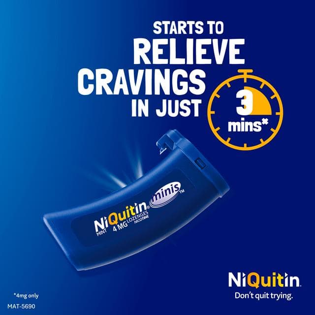 NiQuitin Minis Mint Nicotine Lozenges Reduce & Quit Smoking Aid x100 2mg - gallery image 3