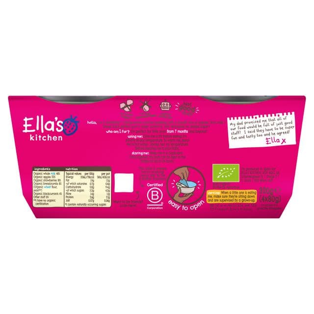 Ella's Kitchen Strawberry + Blackcurrant Summer Pudding 7 Months+ 4x80g - gallery image 2