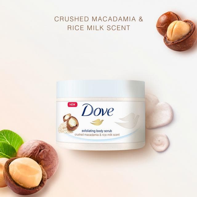 Dove Body Scrub Crushed Macadamia & Rice Milk 225ml - gallery image 2