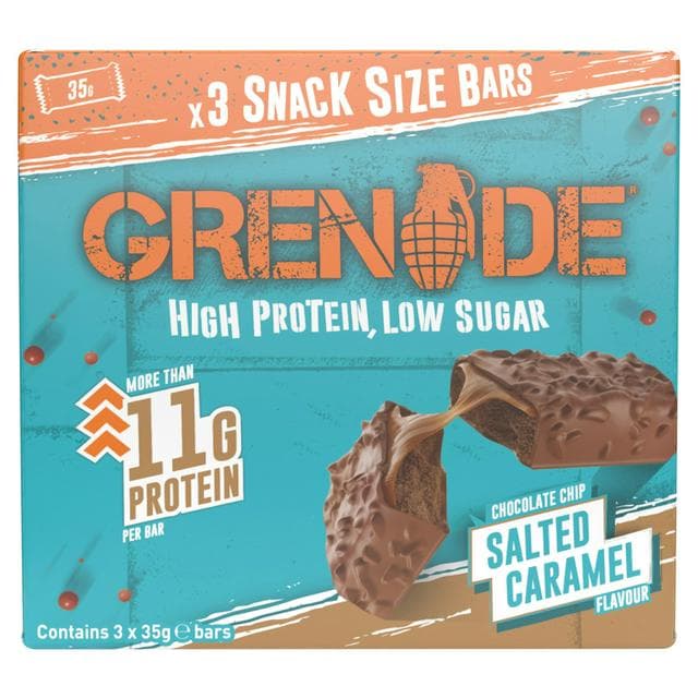 Grenade Snack Size Bars Chocolate Chip Salted Caramel Flavour 3x35g - gallery image 1