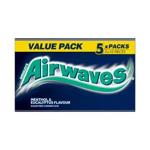Wrigley's Airwaves Menthol & Eucalyptus Sugarfree Chewing Gum Multipack 5 x 10