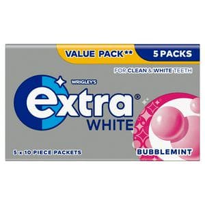 Extra White Bubblemint Sugarfree Chewing Gum Pieces Multipack 5x10