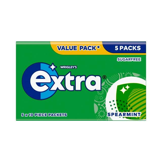 Wrigley's Extra Spearmint Sugarfree Chewing Gum Multipack 5 x 10 - gallery image 1