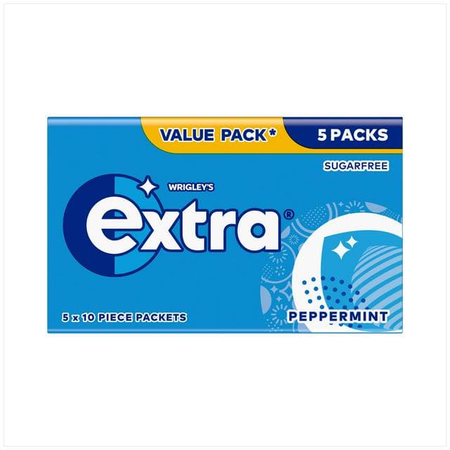 Extra Peppermint Sugarfree Chewing Gum Pieces Multipack 5x10 - gallery image 1