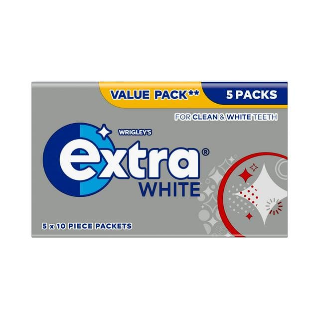 Wrigley's Extra White Sugarfree Chewing Gum Multipack 5 x 10 - gallery image 1