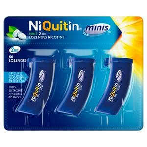 NiQuitin Minis Mint Nicotine Lozenges Reduce & Quit Smoking Aid x60 2mg
