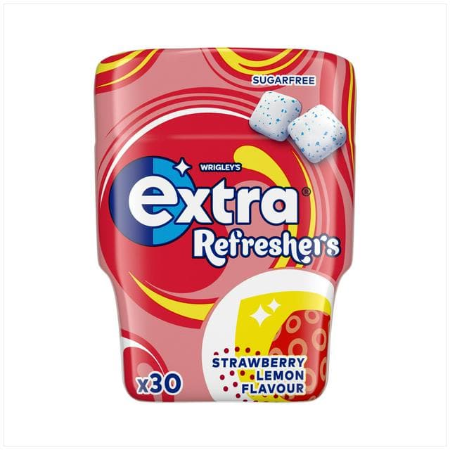 Extra Refreshers Strawberry Lemon Sugarfree Chewing Gum Bottle x30 - gallery image 1