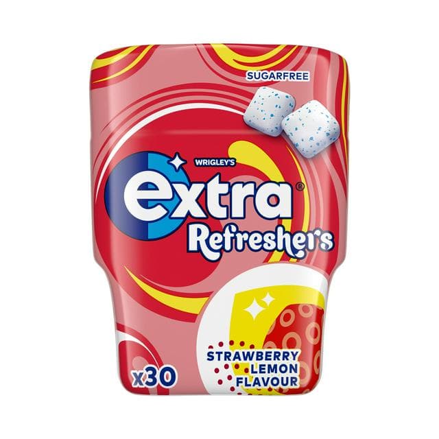 Extra Refreshers Strawberry Lemon Sugarfree Chewing Gum Bottle x30 - gallery image 1