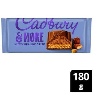 Cadbury Dairy Milk & More Nutty Praline Crisp Chocolate Bar 180g