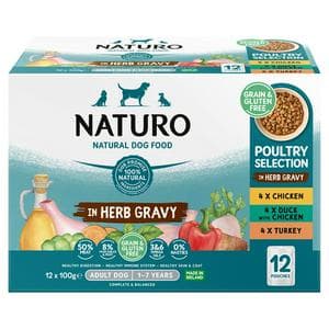 Naturo Pouch Poultry Selection in Herb Gravy Dog Food 12 x 100g