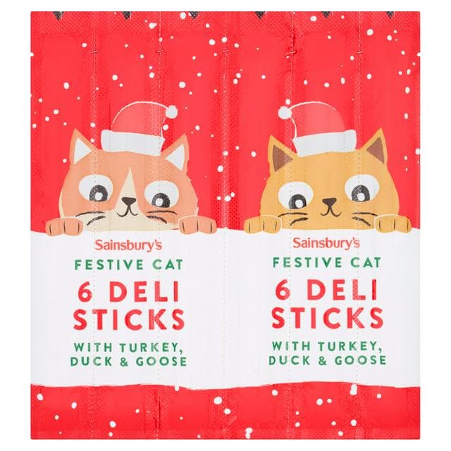 Sainsbury's 6 x Festive Cat Deli Sticks with Turkey Duck & Goose 30g - gallery image 1