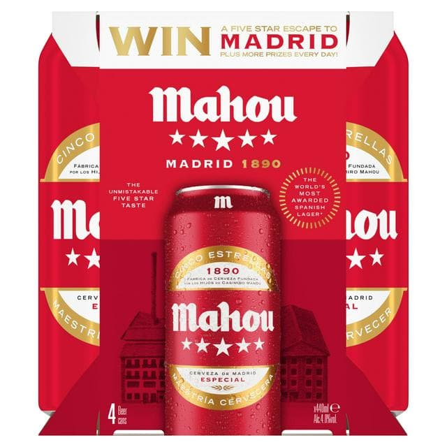 Mahou Lager Beer Can 4x440ml - gallery image 1