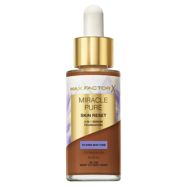 Max Factor Miracle Pure 2in1 Skin Reset Serum Foundation 95-100 Deep To Very Deep 30ml - gallery image 1