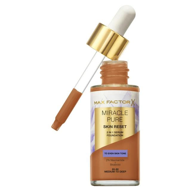 Max Factor Miracle Pure 2in1 Skin Reset Serum Foundation 85-90 Medium To Deep 30ml - gallery image 1
