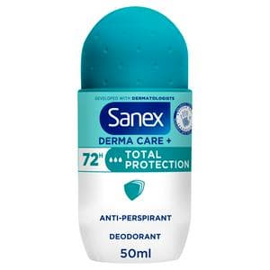 Sanex Derma Care+ Total Protection 72 Hour Antiperspirant Roll On Deodorant 50ml