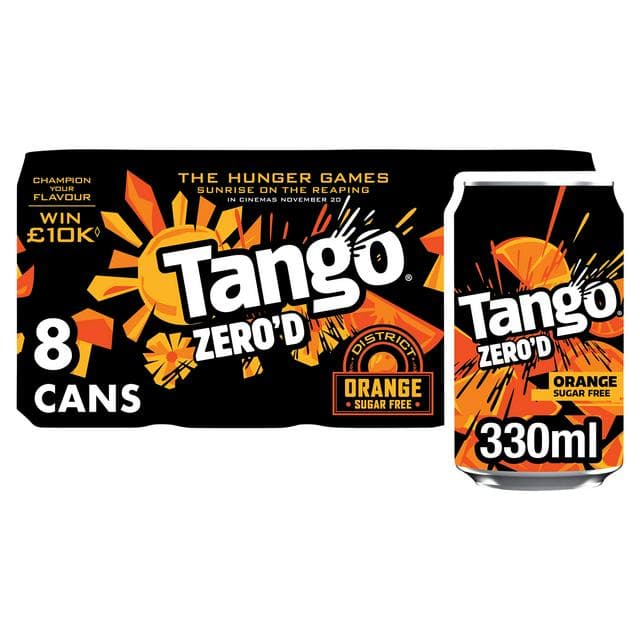 Tango 8 x 330ml Zero'd Orange Sugar Free Soft Drink Cans - gallery image 1