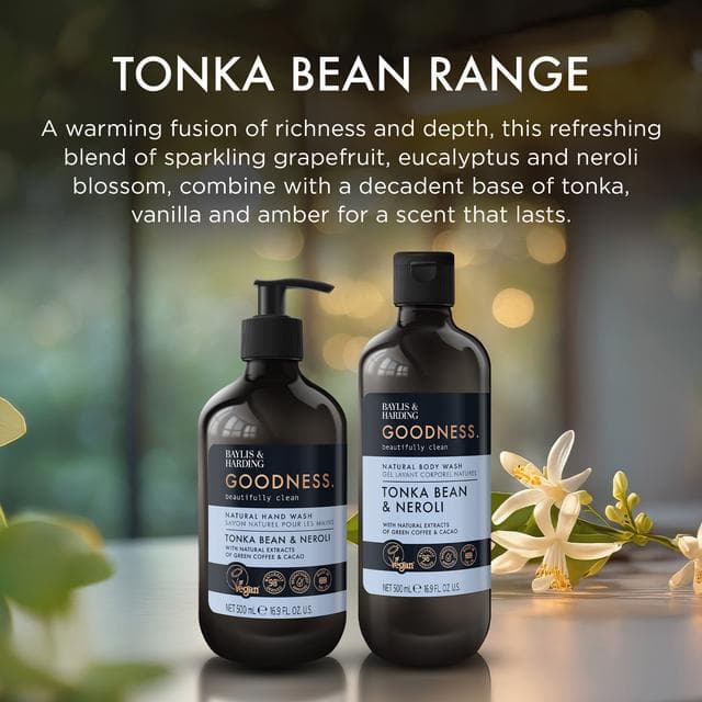 Baylis & Harding Goodness Tonka Bean & Neroli Natural Body Wash 500ml - gallery image 4
