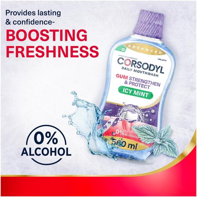 Corsodyl Gum Strengthen & Protect Mouthwash Icy Mint 500ml - gallery image 5