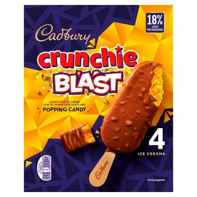 Cadbury Crunchie Blast Ice Cream 4x90ml - gallery image 1