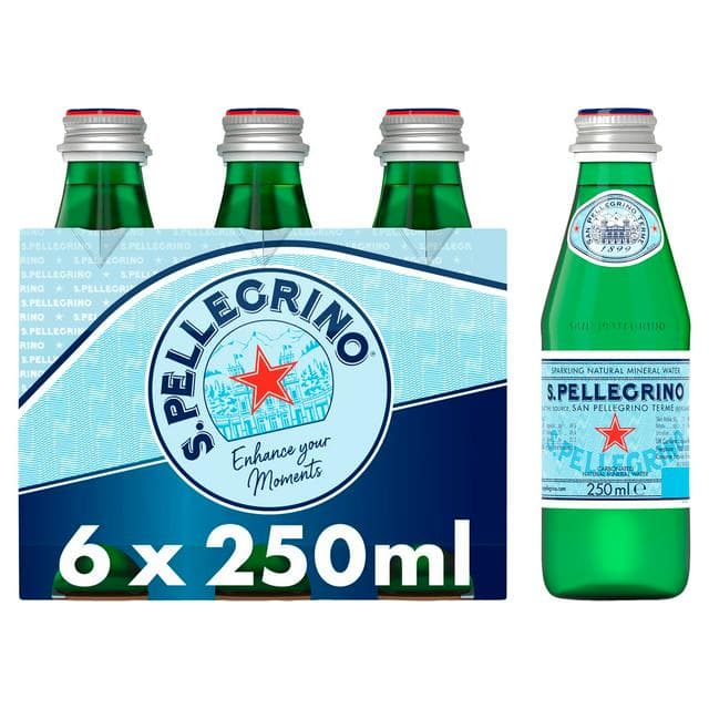 San Pellegrino Sparkling Natural Mineral Water Glass 6 x 250ml - gallery image 1