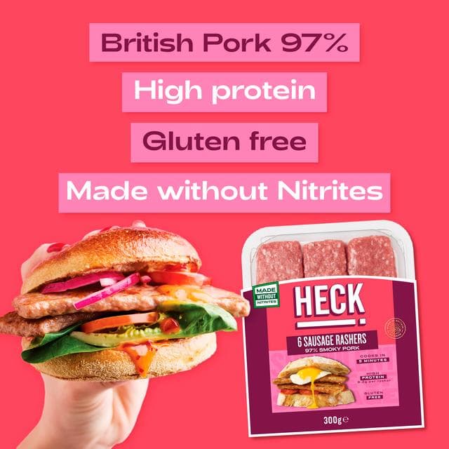 Heck! 97% Smoky Pork Gluten Free Sausage Rashers x6 300g - gallery image 2