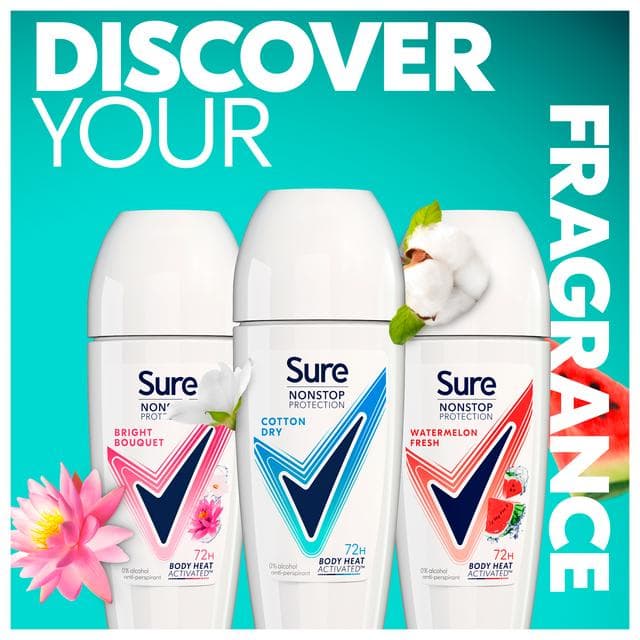 Sure Women Antiperspirant Deodorant Roll On Nonstop Cotton Dry 50ml - gallery image 5