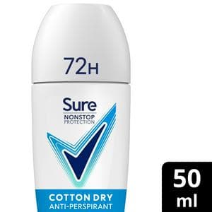 Sure Women Antiperspirant Deodorant Roll On Nonstop Cotton Dry 50ml