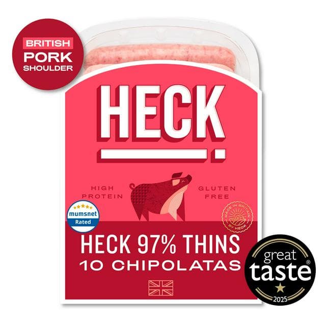 Heck 97% Pork Gluten Free Chipolata Sausages Pack x10 340g - gallery image 1