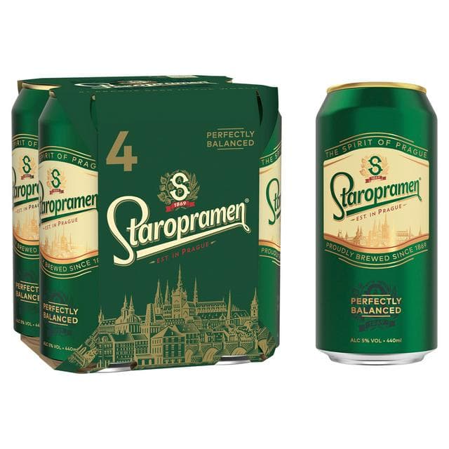 Staropramen 4 x 440ml Premium Czech Style Pilsner Lager Beer Cans - gallery image 1