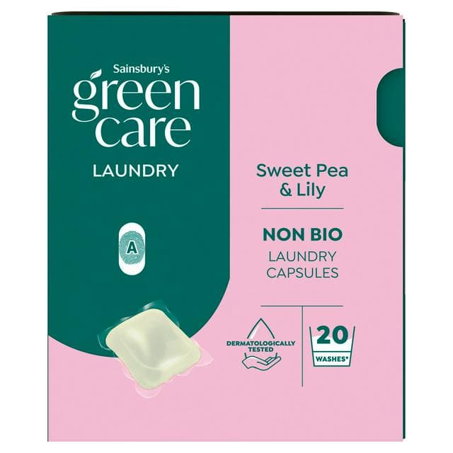 Sainsbury's Greencare Sweet Pea & Lily Non Bio Laundry Capsules 20 Washes - gallery image 1
