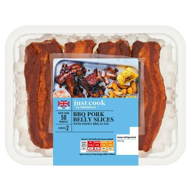 Sainsbury's Ready to Cook BBQ Belly Slices with a Smoky BBQ Glaze 400g - gallery image 1