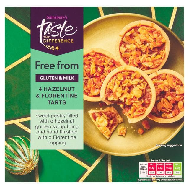 Sainsbury's Hazelnut & Florentine Tarts, Taste the Difference x4 190g - gallery image 1
