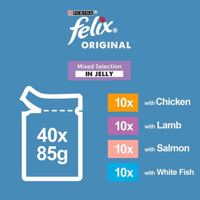 Felix Original Senior 7+ Mixed Selection in Jelly Wet Cat Food 40 x 85g - gallery image 2
