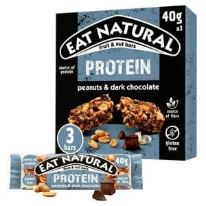 Eat Natural Protein Peanuts Dark Chocolate Fruit & Nut Cereal Bars 3x40g