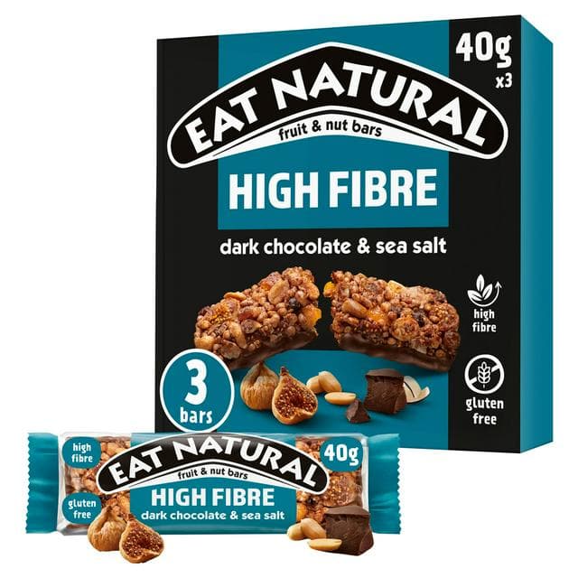 Eat Natural Fibre Dark Chocolate Sea Salt Fruit & Nut Cereal Bars 3x40g - gallery image 1