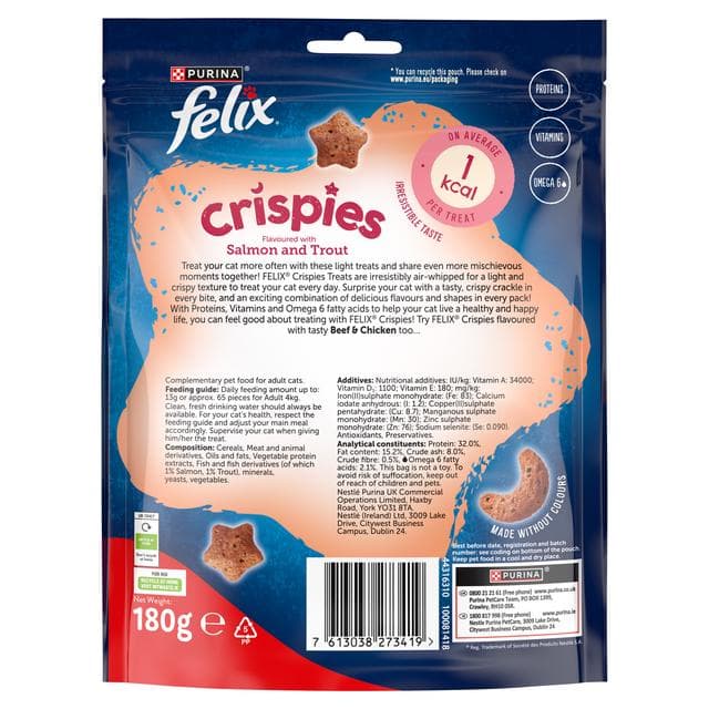 Felix Crispies Salmon & Trout Cat Treats 180g - gallery image 2