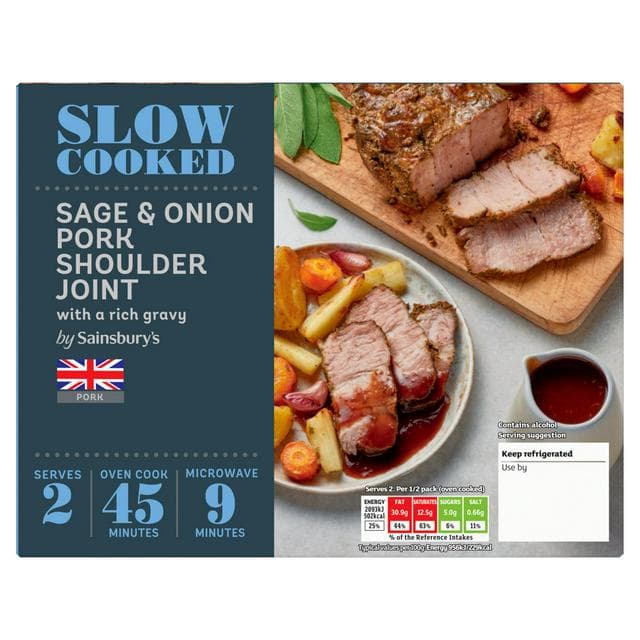 Sainsbury's Slow Cooked Sage & Onion British Roast Pork Shoulder Joint with Gravy 545g (serves x2) - gallery image 1