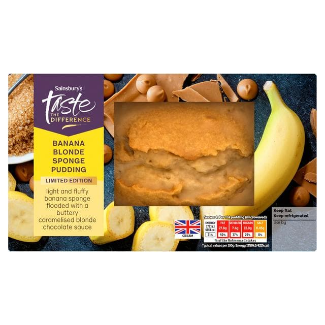 Sainsbury's 400g Banana Blonde Sponge Pudding, Taste the Difference, Limited Edition - gallery image 1