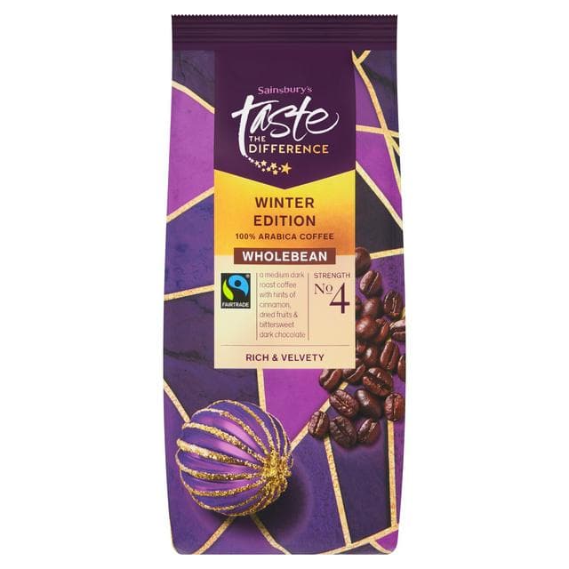 Sainsbury's 227g Winter Edition Wholebean Coffee, Taste the Difference - gallery image 1