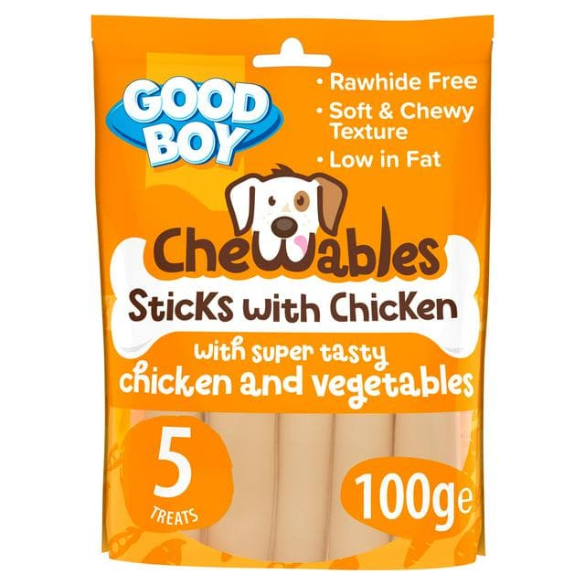 Good Boy Chewables Chicken Sticks Rawhide Free Dog Treats Pack x5 100g - gallery image 1