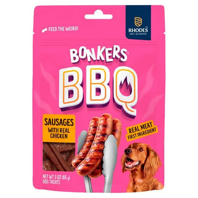 Bonkers BBQ Soft & Chewy Chicken Sausage Flavored Dog Treats Bag 85g - gallery image 1